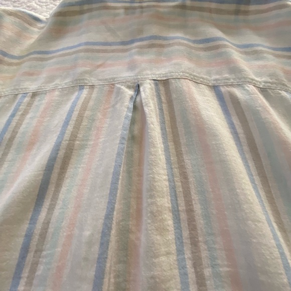 Per Se Linen Blend White with Pastel Stripes Casual Button Down Shirt Size L - Picture 10 of 12